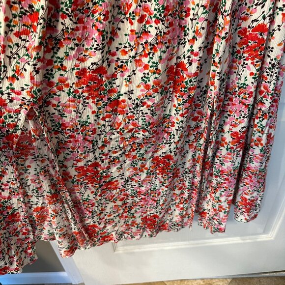 Lulus | XL View From The Meadow Cream Floral Print Off Shoulder Dress Smocked - Picture 8 of 11